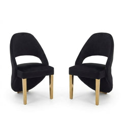 Set of 2 Santorini Black & Gold Dining Chairs | Modern Shimmer Fabric