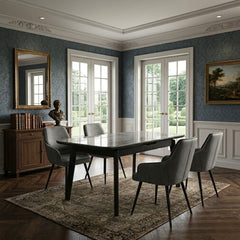Arizona Grey Ceramic Extending Dining Set 4 PU Leather Chairs