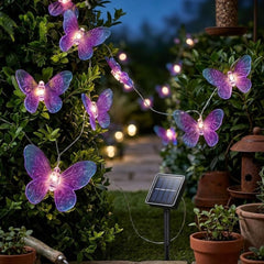 Solar Powered 20 Ombre Butterfly String Lights - Purple Garden LEDs