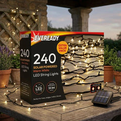 Eveready 240 Warm White LED Solar String Lights - 19.1m Garden Decor