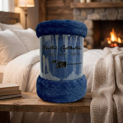 Kutex Blue Faux Mink Throw - 200x240cm Extra Large Soft Warm Blanket