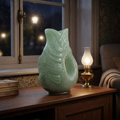 Home Luxe Sage Green Glass Fish Shaped Flower Vase Home Decor | 30cm