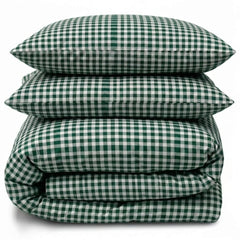 Gaveno Cavailia Forest Green Gingham Double Duvet Cover Bedding Set
