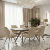 Cambridge Beige Sintered Stone Extending Dining Table & 6 Chairs