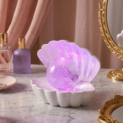 White Glitter Pearl Seashell Colour Changing Mood Light - USB/Battery