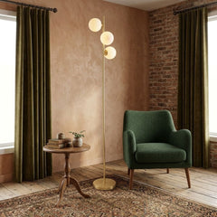 Stockholm Floor Lamp - Gold Finish with 3 Frosted Glass Globes