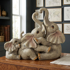 Handcrafted Ellie Elephant & Babies Figurine - Ellie & Family Affection