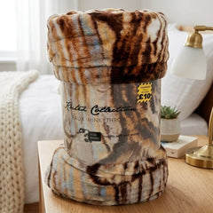 Kutex Tiger Print Mink Faux Fur Throw - King Size 200x240cm Blanket