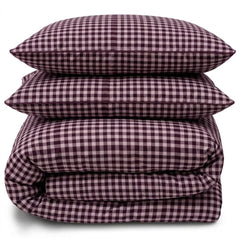 Gaveno Cavailia Mulberry Gingham Double Duvet Cover Bedding Set