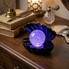 LED Colour Changing Glitter Clam Shell Lamp - Portable Pearl Night Light