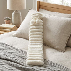 75cm Long Ribbed Faux Fur Hot Water Bottle - Luxury Winter White