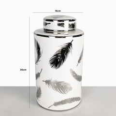 30cm Luxe Large Ginger White & Silver Leaf