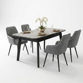 Arizona Grey Ceramic Extending Dining Set 4 PU Leather Chairs