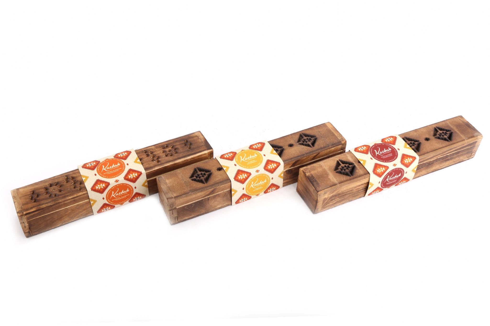 35Cm Kasbah Wooden Incense (Box Incense Included) RED / ORANGE / YELLOW (1)