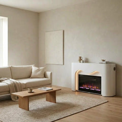 Modena White Bluetooth Electric LED Media Fireplace Mantel Unit L150cm