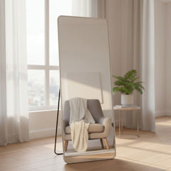 Verona Silver Soft Edged Metal Mirror - 60x165cm Modern Full Length