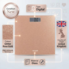 Salter Rose Gold Electronic Bathroom Scales - Digital LCD Precision