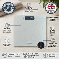Salter Grey Electronic Bathroom Scales - Digital LCD Precision 180kg