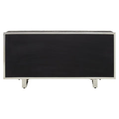 Kerala Black Sideboard Silver Trim Glass Top 3 Door 3 Drawer