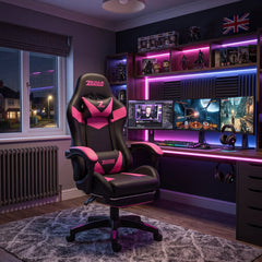 ZADAR Dark Pink/Black Gaming Chair with Bluetooth Speakers & RGB