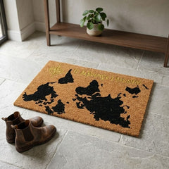 World Map Coir Door Mat - Natural Coconut Fibre Non-Slip Entryway Mat