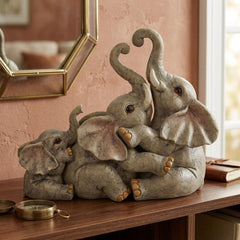 Handcrafted Ellie Elephant & Babies Figurine - Ellie & Family Affection