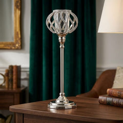 Large 42cm Sparkle Gem Nickel Candle Stick Holder Table Decoration