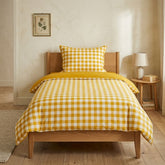 Gaveno Cavailia Ochre Gingham Single Duvet Cover Microfibre Bed Set