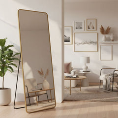 Verona Gold Soft Edged Metal Mirror - 60x165cm Modern Full Length