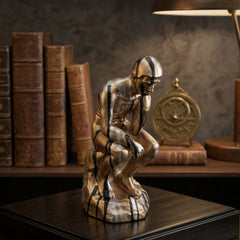 Drip Art Thinker Figurine - Modern Renaissance Resin Human Sculpture