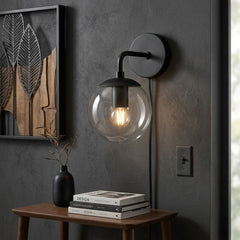Stockholm Wall Light Black - Minimalist Modern Indoor Glass Wall Lamp