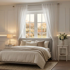 White Amber Textured Voile Curtain Panel - 55" x 90" Home Collection