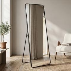 Verona Black Soft Edged Metal Mirror - 60x165cm Modern Full Length