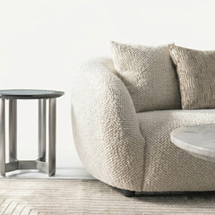 Milano 3-Seater Cream Bouclé Sofa - Modern Curved Design with Pillows
