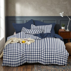 Gaveno Cavailia Blue Gingham King Duvet Cover Microfibre Bedding Set