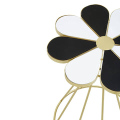 Jodie Black and White Flower Petal End Table - Gold Hourglass Base