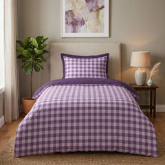 Gaveno Cavailia Lilac Gingham Single Duvet Cover Bedding Set
