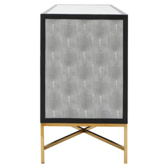 Cadiz Grey Shagreen Sideboard Brushed Gold Cross Legs 4 Door