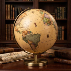 Leonardo Collection Large Rotating Globe - Cream & Gold Desk Decor
