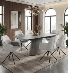 Monaco Grey Stone Extending Dining Set 6 Florence Swivel Chairs