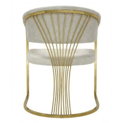 Cream Porado Leatheraire Dining Chair | Gold Frame Luxury Seating