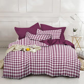 Gaveno Cavailia Mulberry Gingham King Duvet Cover Microfibre Bed Set