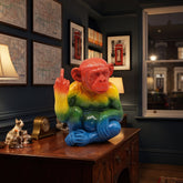 Home Luxe Rainbow Monkey Middle Finger Gesture Statue Figure | Multi