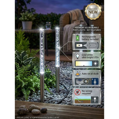 Solar Powered Stainless Steel Post Lights 6pk - Cool White Garden LED