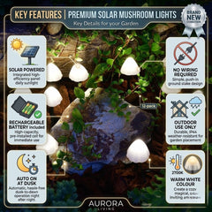Solar Living Mushroom Lights 12pk - Warm White Solar Garden Decor