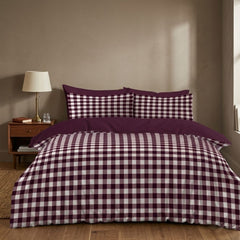 Gaveno Cavailia Mulberry Gingham Double Duvet Cover Bedding Set