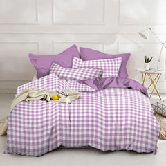 Gaveno Cavailia Lilac Gingham King Duvet Cover Microfibre Bedding Set