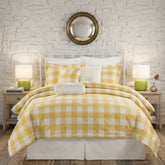 Gaveno Cavailia Ochre Gingham Double Duvet Cover Microfibre Bed Set