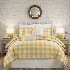 Gaveno Cavailia Ochre Gingham Double Duvet Cover Microfibre Bed Set