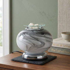 Lesser & Pavey Grey Marble Desire Aroma Lamp - Round Glass Electric